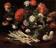 Giovanni Martinelli Still Life with Roses,Asparagus,Peonies,and Car-nations oil painting artist